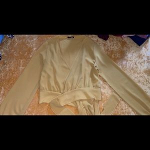 These two wrap around crop shirts are super cute